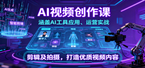 AI视频创作课,涵盖AI工具应用、运营实战、剪辑及拍摄,打造优质视频内容-庄子聊项目