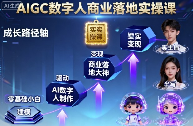 AIGC数字人商业落地实操课，从零基础小白到AI数字人大神-庄子聊项目