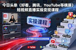 今日头条(好看,腾讯,YouTube等横屏)短视频直播实操变现课程-庄子聊项目