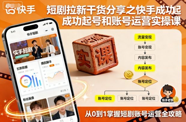 短剧拉新干货分享之快手成功起号和账号运营实操课-庄子聊项目
