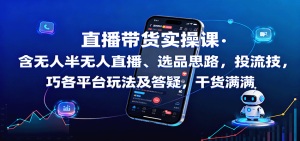 直播带货实操课：含无人半无人直播、选品思路，投流技巧，各平台玩法及答疑，干货满满-庄子聊项目