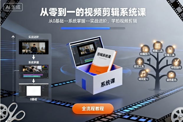 从零到一的视频剪辑系统课，从0基础–系统掌握–实战进阶，学拍视频剪辑-庄子聊项目