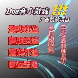 抖音小游戏广告推广项目，2025最新实测落地，单日收益300+-庄子聊项目