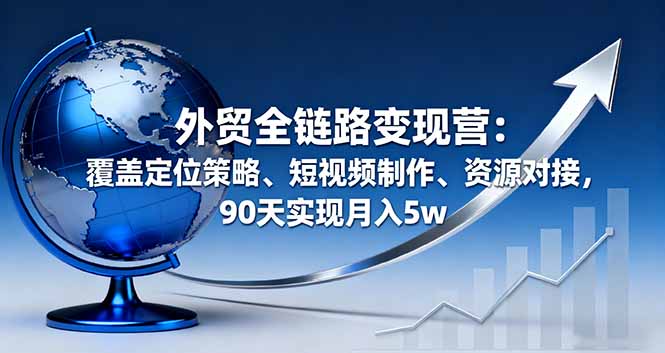 外贸全链路变现营：覆盖定位策略、短视频制作、资源对接，90天实现月入5w-庄子聊项目
