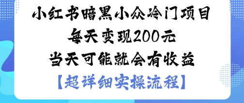 小红书暗黑小众冷门项目每天变现2张当天可能就会有收益-庄子聊项目