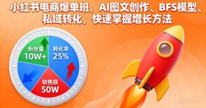小红书电商爆单班，AI图文创作、BFS模型、私域转化，快速掌握增长方法-庄子聊项目