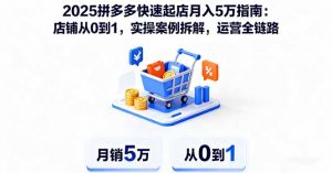 2025拼多多快速起店月入5万指南：店铺从0到1，实操案例拆解，运营全链路-庄子聊项目
