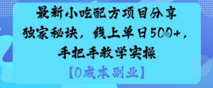 最新小吃配方项目分享独家秘诀,线上单日5张,手把手教学实操-庄子聊项目