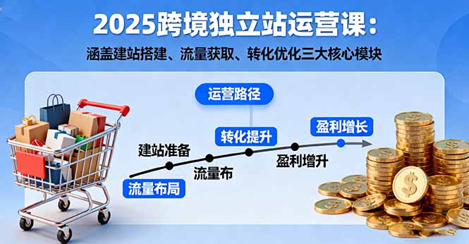 2025跨境独立站运营课：涵盖建站搭建、流量获取、转化优化三大核心模块-庄子聊项目