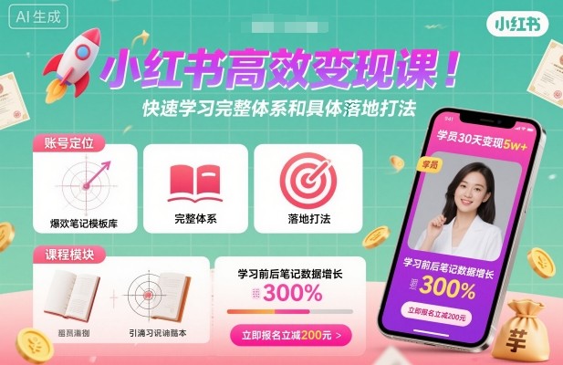 小红书高效变现课，快速学习小红书完整体系和具体落地打法-庄子聊项目