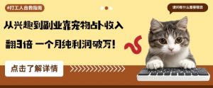 从兴趣到副业靠宠物占卜收入翻3倍一个月纯利润破W-庄子聊项目