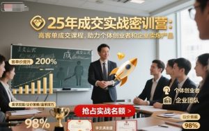 25年成交实战密训营,高客单成交课程,助力个体创业者和企业卖爆产品-庄子聊项目