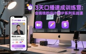 3天口播速成训练营,会搞钱的设计师IP系列实战课-庄子聊项目