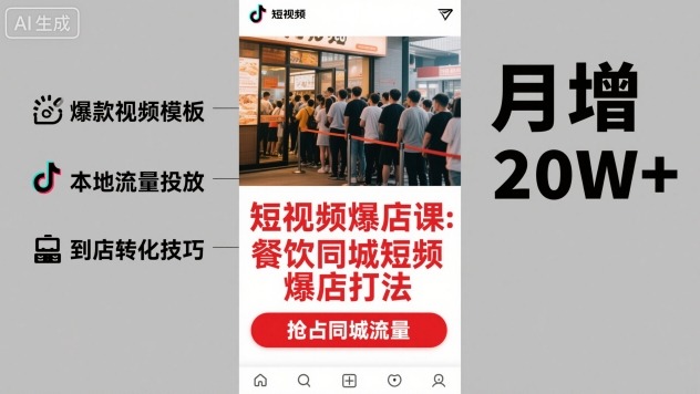短视频爆店课，餐饮同城短视频爆店打法-庄子聊项目