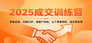 2025成交实战训练营：学成交道、日销SOP，建客户系统，让下单更轻松，成交更丝滑-庄子聊项目