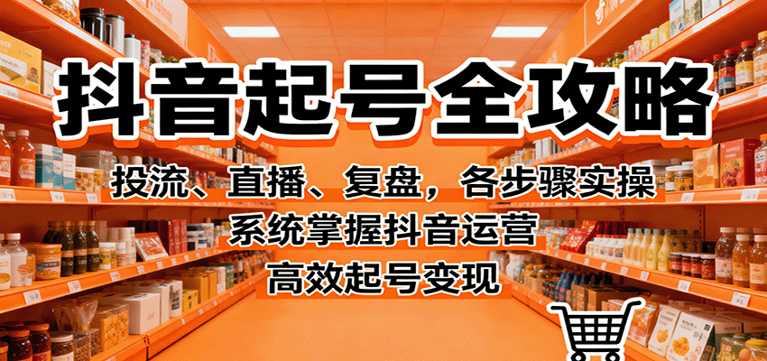 抖音起号全攻略，投流、直播、复盘，各步骤实操，系统掌握抖音运营，高效起号变现-庄子聊项目