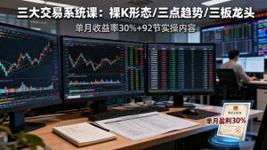 三大交易系统课:裸K形态/三点趋势/三板体系,单月收益率30%+92节实操内容-庄子聊项目