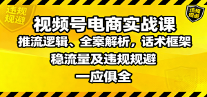 视频号电商实战课：推流逻辑、全案解析，话术框架，稳流量及违规规避等-庄子聊项目
