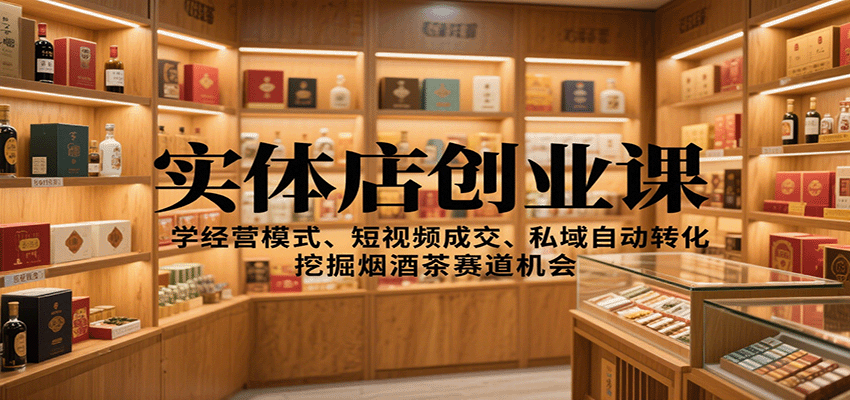 实体店创业课：学经营模式、短视频成交、私域自动转化，挖掘烟酒茶赛道机会-庄子聊项目