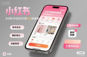 小红书电商运营课:从0到1冷启动与1到100快速增长实战教学-庄子聊项目