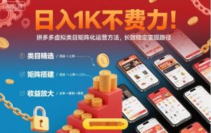 日入1K不费力!拼多多虚拟类目矩阵化运营方法,长效稳定变现路径-庄子聊项目
