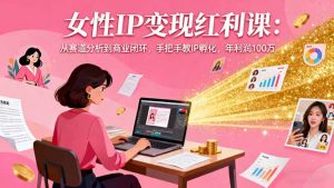 女性IP变现红利课:从赛道分析到商业闭环,手把手教IP孵化,年利润100万-庄子聊项目