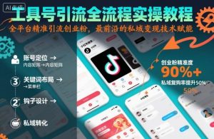 工具号引流全流程保姆级实操教程,全平台精准引流创业粉,最前沿的私域变现技术赋能-庄子聊项目
