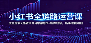 小红书全链路运营课:流量逻辑+选品货源+内容制作+矩阵起号,新手也能赚钱-庄子聊项目