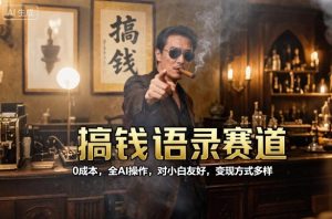 搞钱语录赛道,0成本,全AI操作,对小白友好,变现方式多样-庄子聊项目