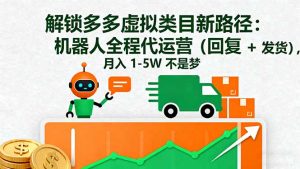 解锁多多虚拟类目新路径:机器人全程代运营(回复 + 发货-庄子聊项目