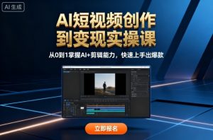 AI短视频创作到变现实操课,从0到1掌握AI+剪辑能力,快速上手出爆款(更新10月)-庄子聊项目