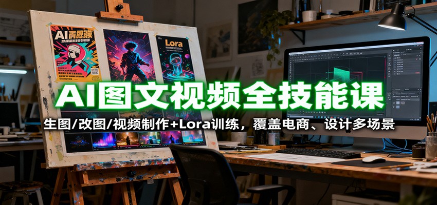 AI图文视频全技能课：生图/改图/视频制作+Lora训练，覆盖电商 、设计多场景-庄子聊项目
