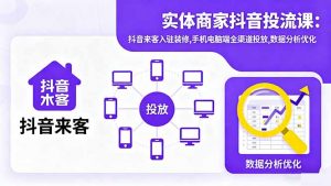 实体商家抖音投流课:抖音来客入驻装修,手机电脑端全渠道投放,数据分析优化-庄子聊项目