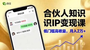 合伙人知识IP变现课,微信生态,内容创作与爆款打造,全网引流,新手月入2w+-庄子聊项目