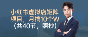 小红书虚拟店矩阵项目,月搞10W(共40节,照抄照做)-庄子聊项目