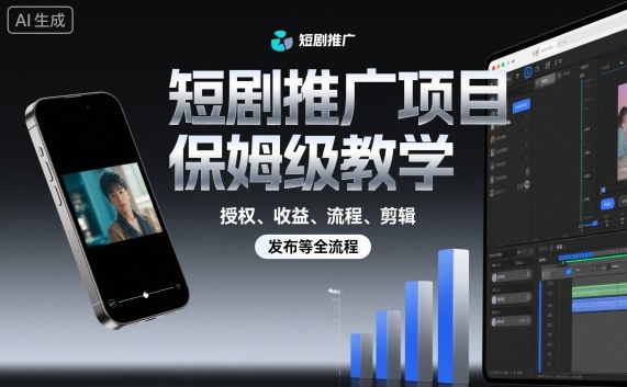 短剧推广项目保姆级教学，授权、收益、流程、剪辑，发布等全流程-庄子聊项目