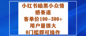 小红书暗黑小众情感赛道,客单价100-300+用户量很大,0门槛即可操作-庄子聊项目