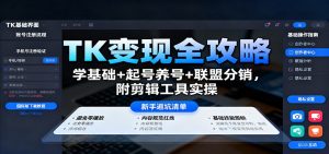 TK变现全攻略:学基础+起号养号+联盟分销,附剪辑工具实操-庄子聊项目
