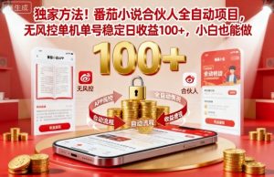 独家方法!番茄小说合伙人全自动挂G项目,无风控单机单号稳定日收益100+,小白也能做【揭秘】-庄子聊项目