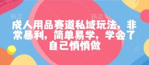 成人用品赛道私域玩法,非常暴利,简单易学,学会了自己悄悄做-庄子聊项目
