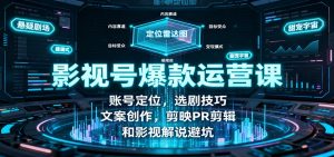 影视号爆款运营课:账号定位,选剧技巧,文案创作,剪映PR剪辑和影视解说避坑-庄子聊项目