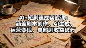 AI+短剧速成实战课:涵盖剧本创作、AI生成、运营变现,单部剧收益破万-庄子聊项目