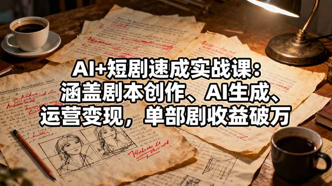 AI+短剧速成实战课：涵盖剧本创作、AI生成、运营变现，单部剧收益破万-庄子聊项目