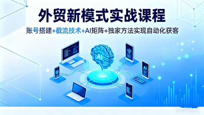 外贸新模式实战课程，账号搭建+截流技术+AI矩阵+独家方法实现自动化获客-庄子聊项目