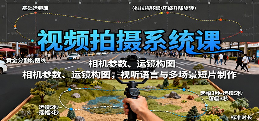 视频拍摄系统课：相机参数、运镜构图，视听语言与多场景短片制作-庄子聊项目