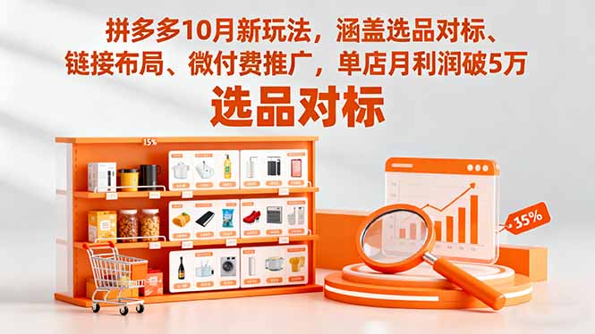 拼多多10月新玩法，涵盖选品对标、链接布局、微付费推广，单店月利润破5万-庄子聊项目