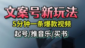 文案号新玩法,5分钟一条爆款视频,流量高,起号快,多方位变现-庄子聊项目