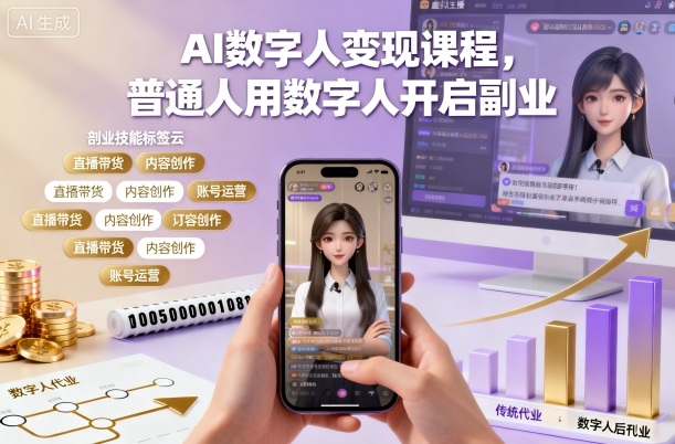 AI数字人变现课程，普通人用数字人开启副业-庄子聊项目