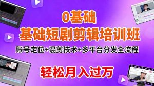 0基础短剧剪辑培训班:账号定位+混剪技术+多平台分发全流程,轻松月入过万-庄子聊项目