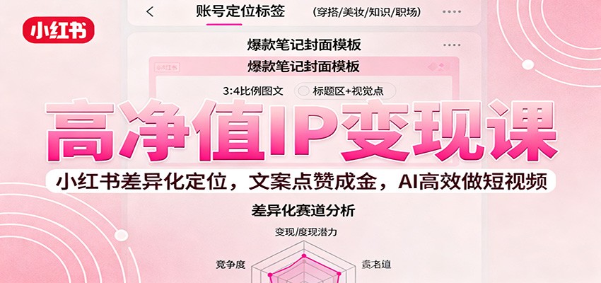 高净值IP变现课：小红书差异化定位，文案点赞成金， AI高效做短视频-庄子聊项目